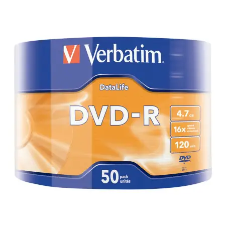 VERBATIM 43791 Verbatim DVD-R DATA LIFE 4.7GB 16X MATT SIVER SURFACE 50 PACK