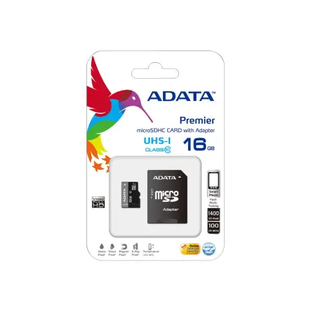 ADATA AUSDH16GUICL10-RA1 ADATA karta pamięci micro SDHC 16GB Class 10 UHS-I (50 MB/s , MAX IOPS)+ Adapter