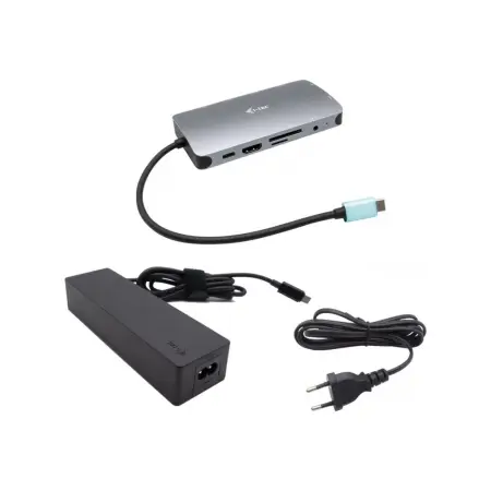 I-TEC USB-C Metal Dock 1xHDMI 1xVGA 1xSD+1xmicroSD Card reader 1xGLAN 1xAudio/Mic 3xUSB 3.1 1xUSB-C Data 1xUSB-C PD + Charger 100W