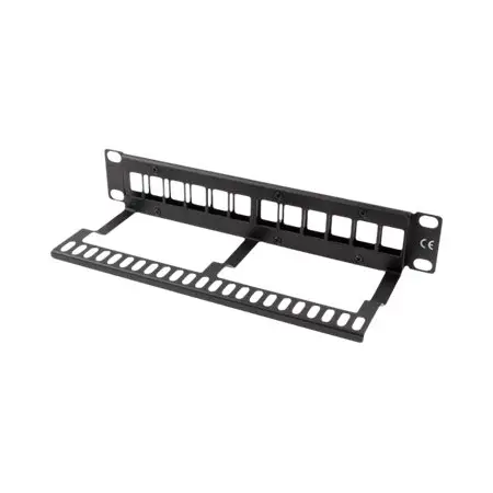 LANBERG patch panel blank 12 port 1U with organizer for keystone modules black