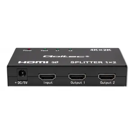 QOLTEC 51796 Aktywny rozdzielacz Splitter 2 x HDMI 4K x 2K / 3.4Gb/s