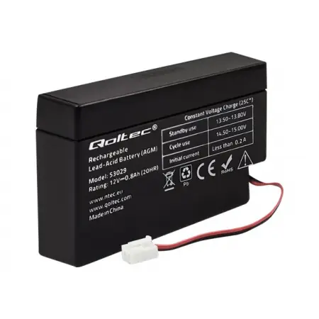 QOLTEC AGM battery 12V 0.8Ah max. 12A