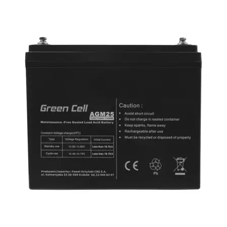 GREEN CELL Battery AGM 12V 75 Ah