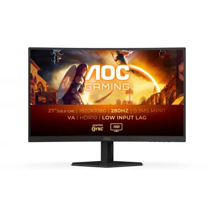 AOC C27G4ZXE 27inch FHD Curved Gaming Monitor 1920x1080 280Hz 1ms HDR10 FreeSync Premium HDMI DisplayPort black