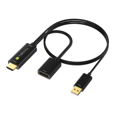 TECHLY Adapter HDMI z Zasilaniem USB na DisplayPort 4K 60Hz