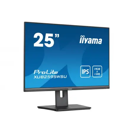 IIYAMA XUB2595WSU-B5 25inch ETE IPS-panel 1920x1200 300cd/m2 4ms VGA HDMI DP USB HUB 2x2.0 Speakers 15cm Height Adj. Stand (P)