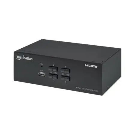 MANHATTAN Przełącznik KVM HDMI/USB 4x1 Dual-Monitor Video 4K 30Hz