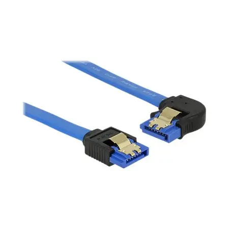 DELOCK 84984 Delock kabel SATA 6 Gb/s prosto/kątowy lewo metal.zatrzaski 30cm niebieski