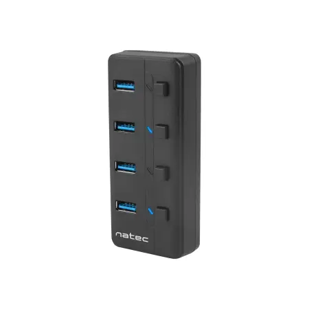 NATEC NHU-1557 Natec Hub USB 3.0 Mantis2, 4-porty z włącznikiem + zasilacz, czarny