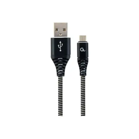 GEMBIRD CC-USB2B-AMmBM-2M-BW Gembird premium kabel micro USB 2.0 AM-MBM5P(metalowe wtyki,oplot) 2m,czarny/bia