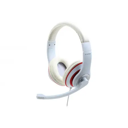 GEMBIRD MHS-03-WTRD Stereo headset with microphone white color with red ring