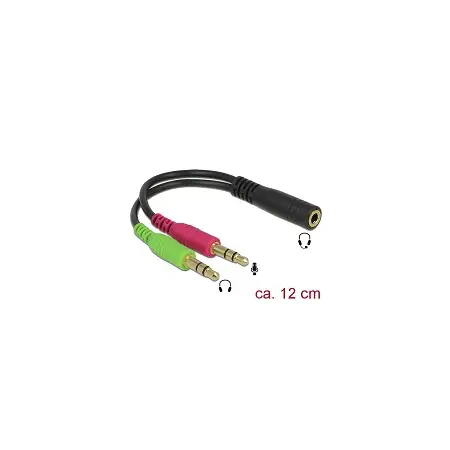 DELOCK 65459 Delock adapter/rozdzielacz Mini Jack(F) -> 2x Mini Jack(M), 12 cm