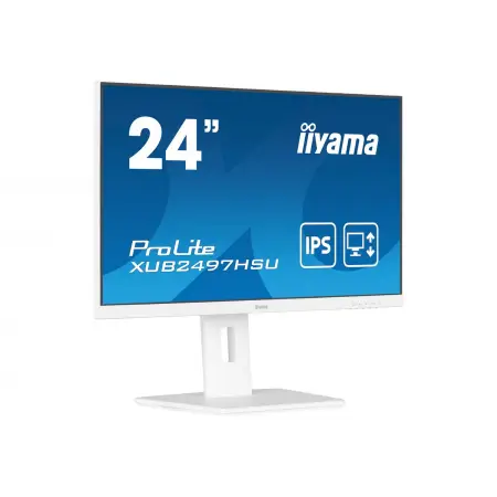 IIYAMA XUB2497HSU-W2 24inch IPS FHD 100Hz Adaptive Sync 300cd/m2 1ms HDMI DP 2xUSB 2.0 Speakers 15cm Height Adj. Stand White