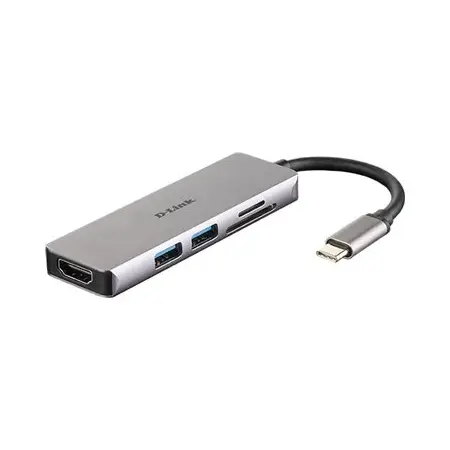 D-LINK USB-C 5-port USB 3.0 hub with HDMI and SD & microSD card reader