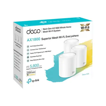 TP-LINK Deco X20 AX1800 Wi-Fi 6 Whole-Home Mesh WiFi System 3-pack 2x Gbit RJ45 4x int. antenna MU-MIMO (P)