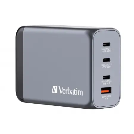 VERBATIM Charger GNC-240 GaN with 4 Port 240W USB A/C EU/UK/US