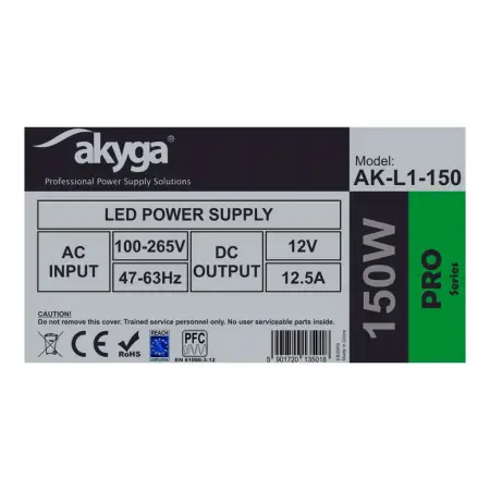 AKYGA Zasilacz impulsowy modułowy do LED AK-L1-150 12V / 12.5A 150W